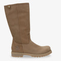 Bambina botas de piel con forro interior de pelo. taupe