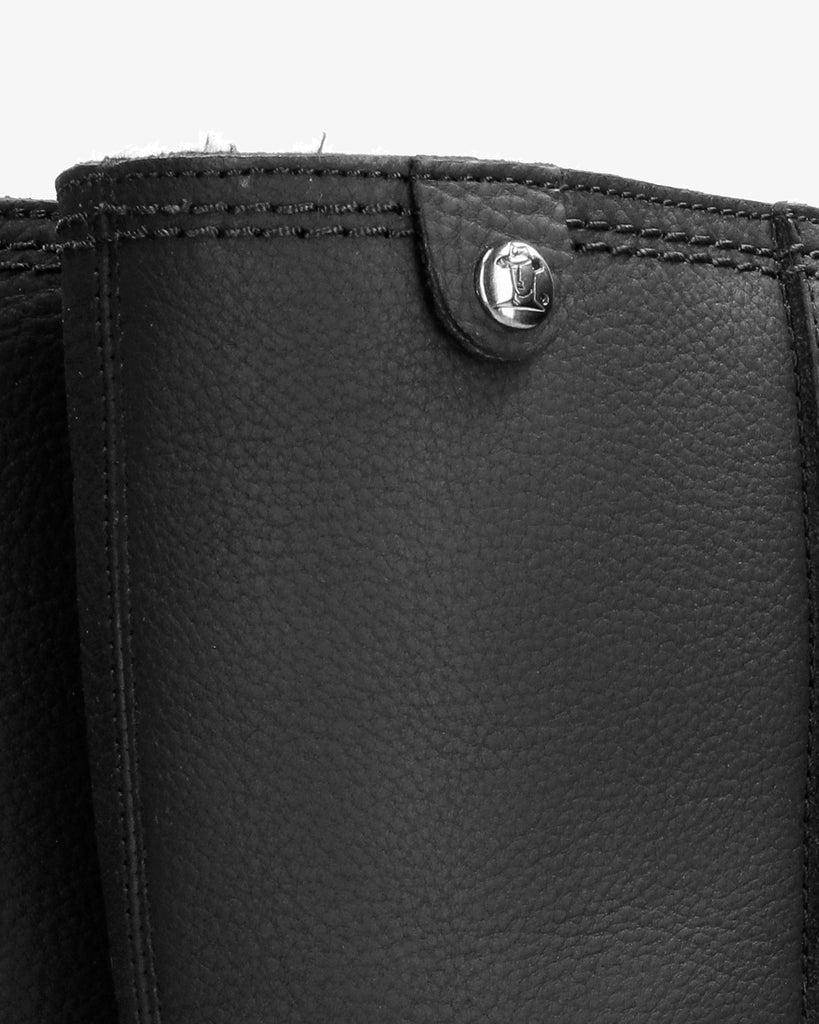 Bambina Igloo botas de piel con forro interior de pelo natural. negro