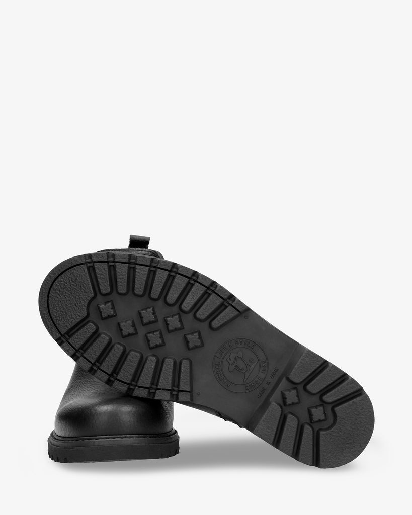 Bill Igloo botines de piel con forro interior de pelo natural. negro