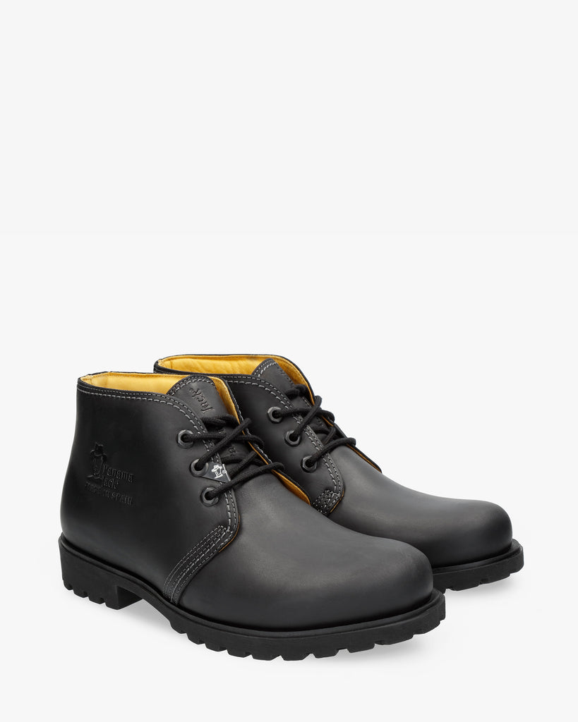Bota Panama botines de piel con forro interior de piel. negro