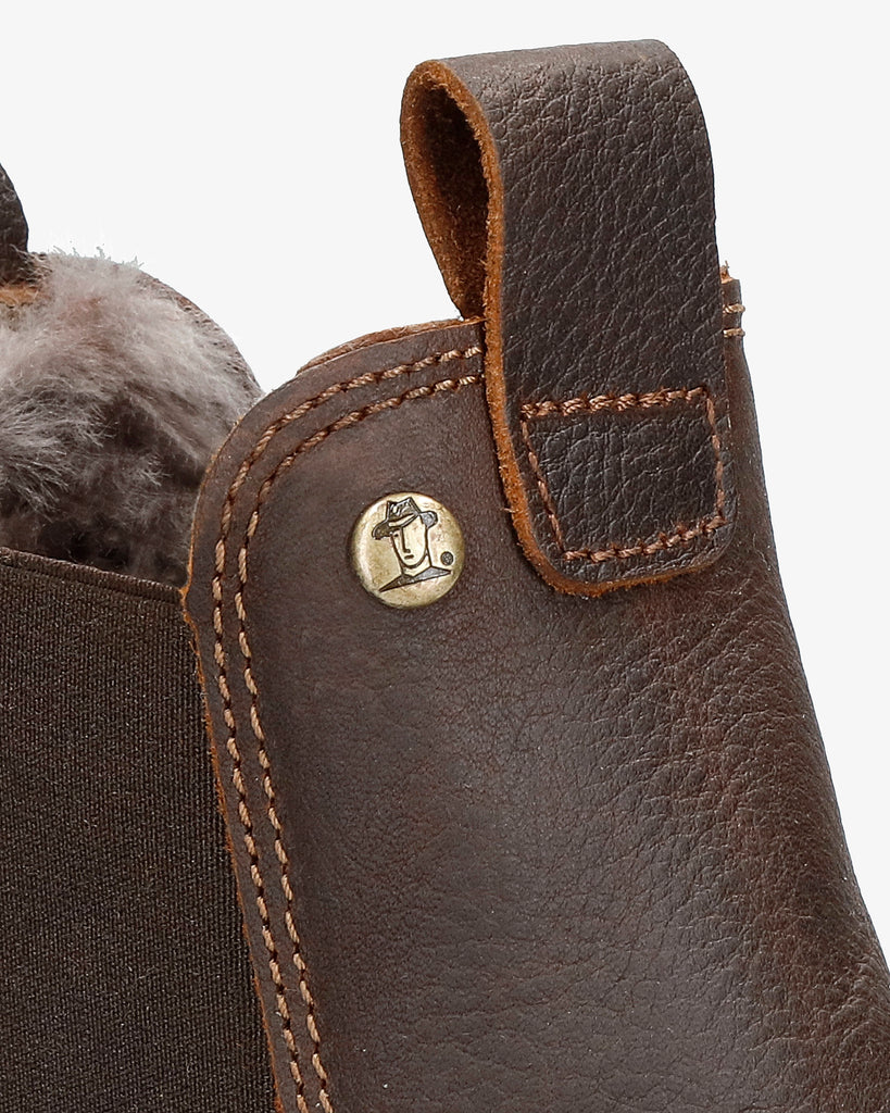 Burton Igloo botines de piel con forro interior de pelo natural. castaño