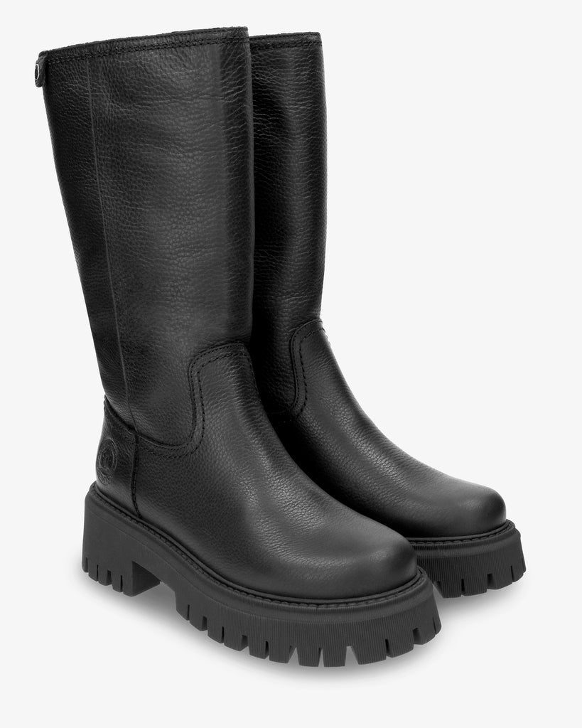 Charlotte botas de piel con forro interior de pelo. negro