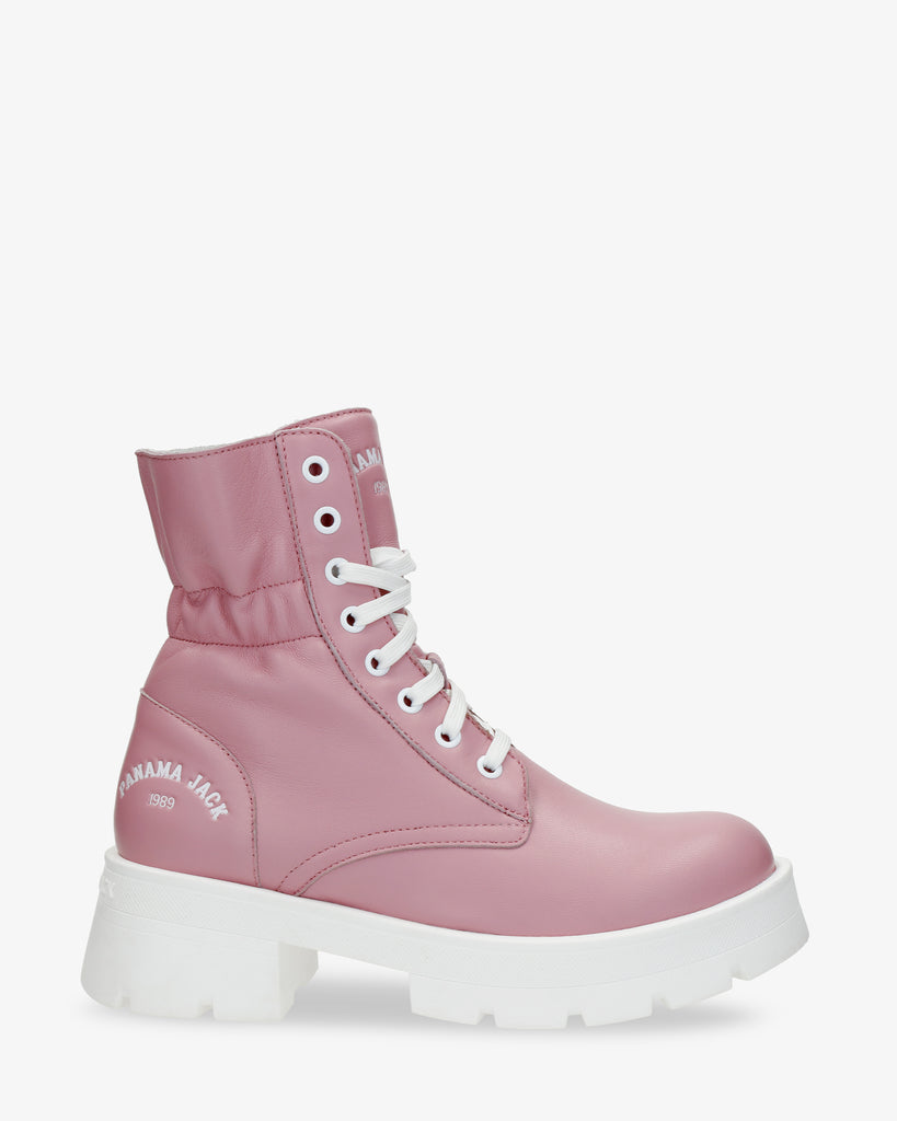 Clementine botas de piel con forro interior de piel. rosa