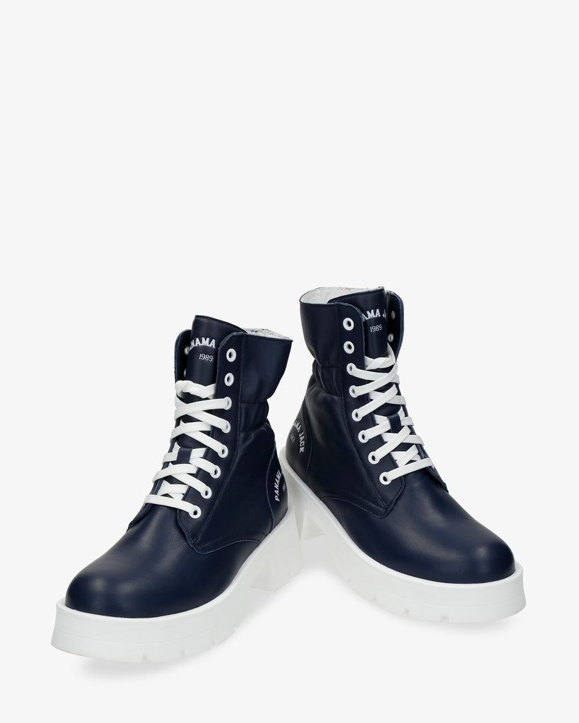 Clementine botas de piel con forro interior de piel. marino