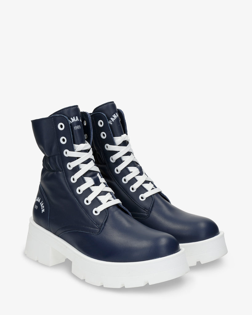 Clementine botas de piel con forro interior de piel. marino