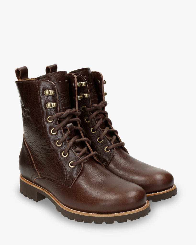 Fara Igloo Trav botas de piel con forro interior de pelo natural. marron