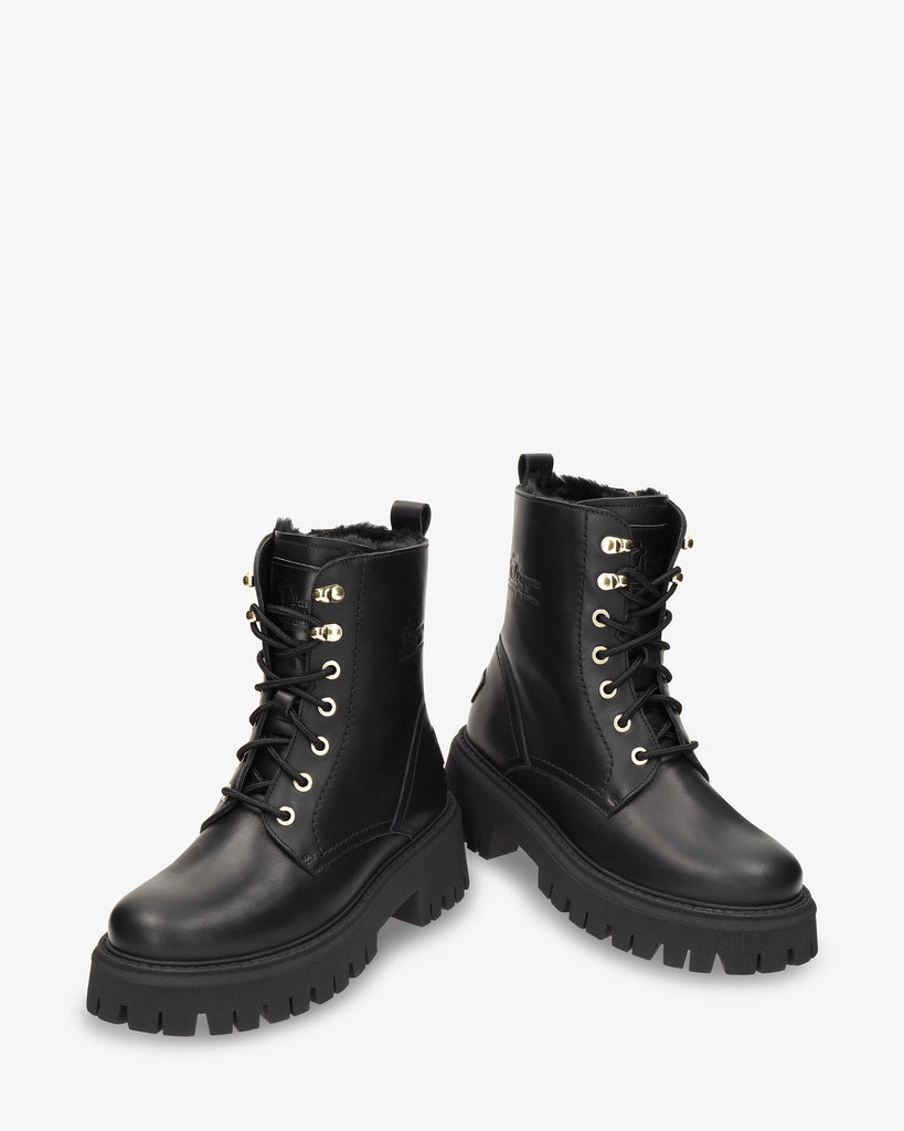 Farai botas de piel con forro interior de pelo. negro