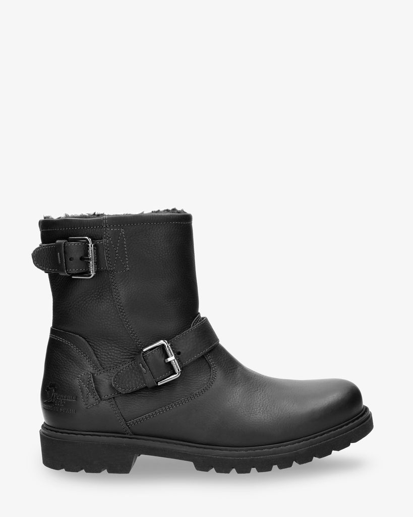 Faust botas de piel con forro interior de pelo. negro