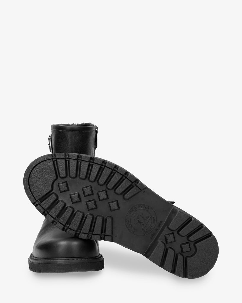 Faust botas de piel con forro interior de pelo. negro