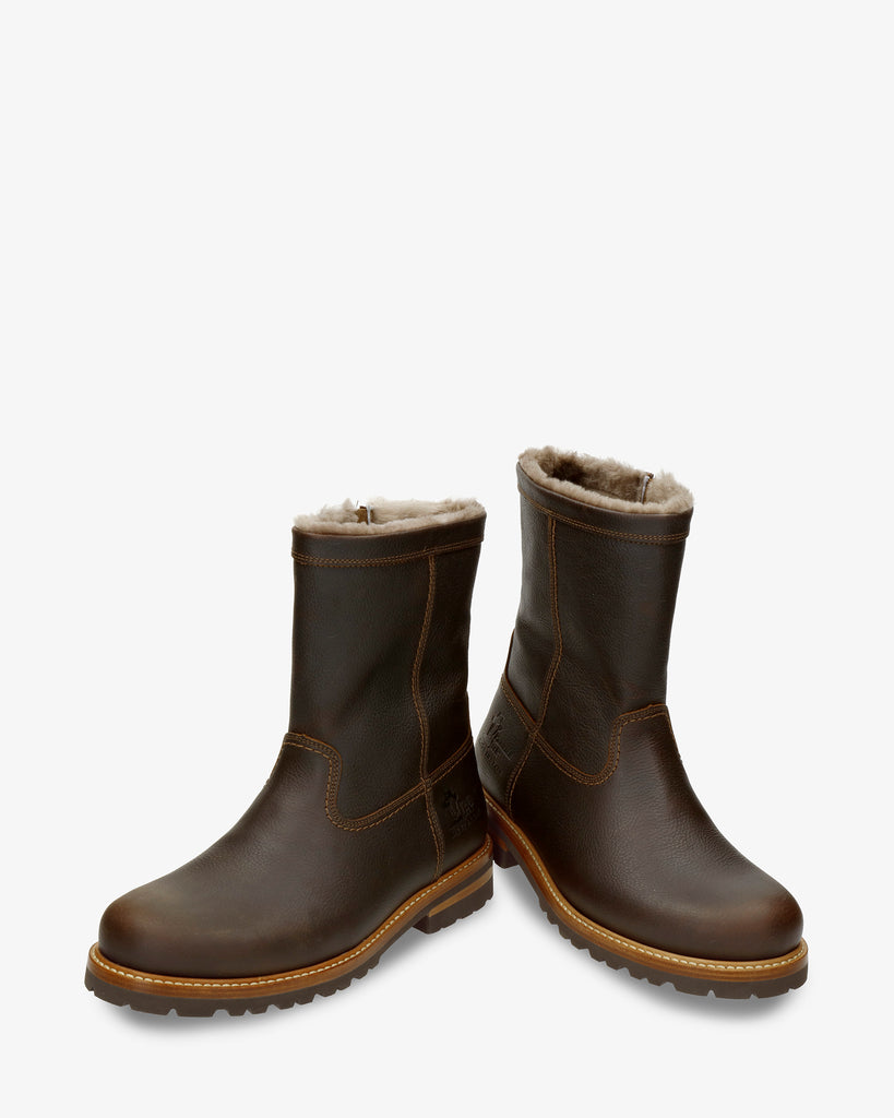 Fedro Igloo botas de piel con forro interior de pelo natural. castaño
