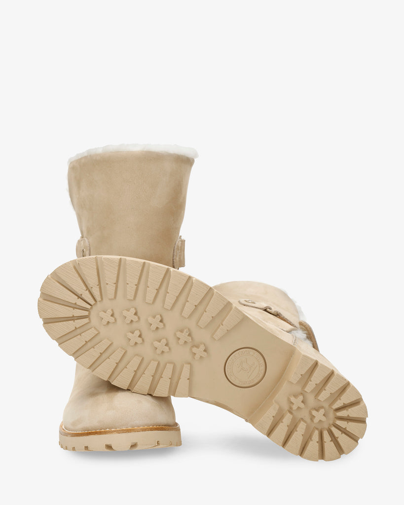 Felia Igloo Trav botas de piel con forro interior de pelo natural. crudo