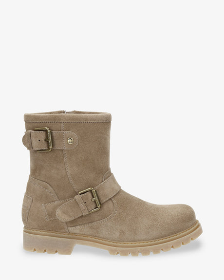 Felina Igloo botas de piel con forro interior de pelo natural. taupe