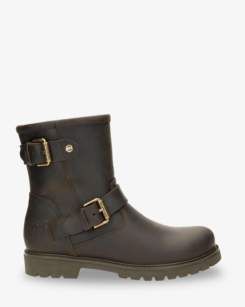 Felina Igloo botas de piel con forro interior de pelo natural. kaki