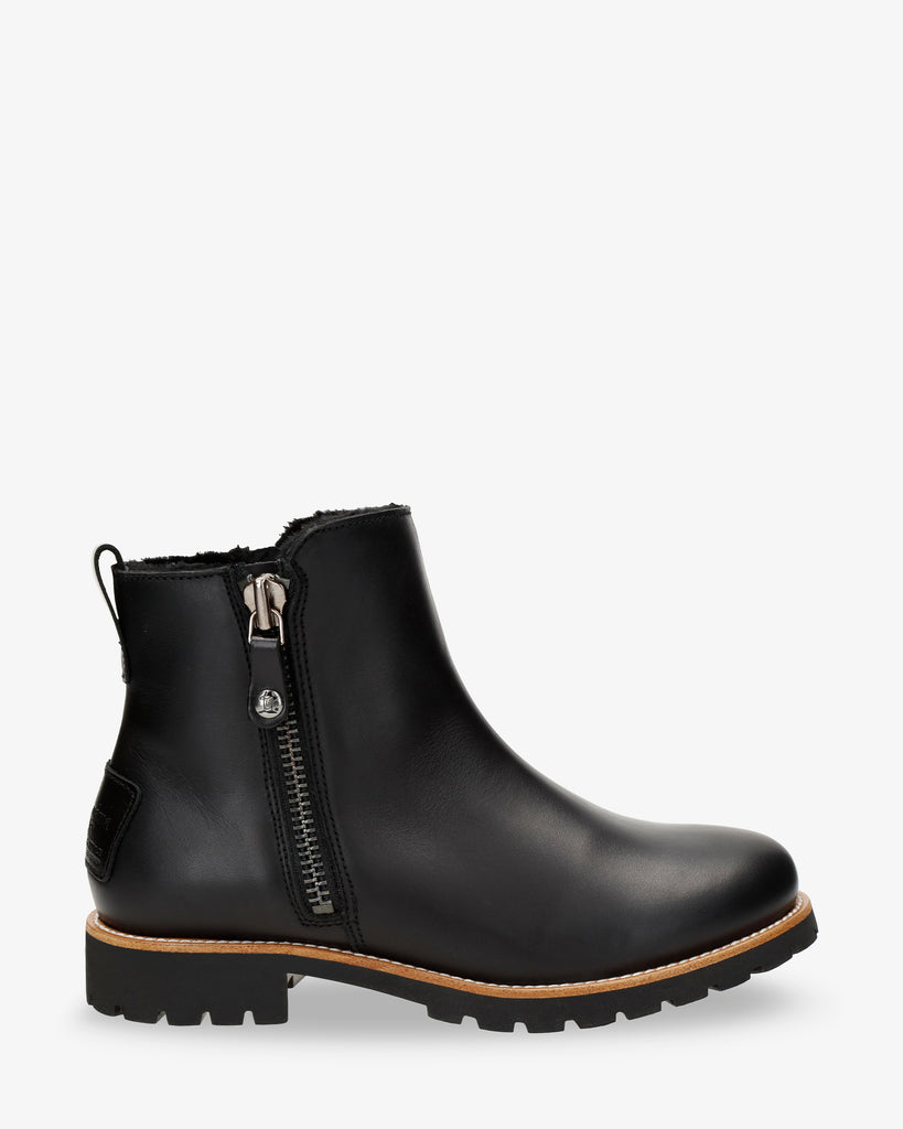 Fiore Igloo Trav botas de piel con forro interior de pelo natural. negro