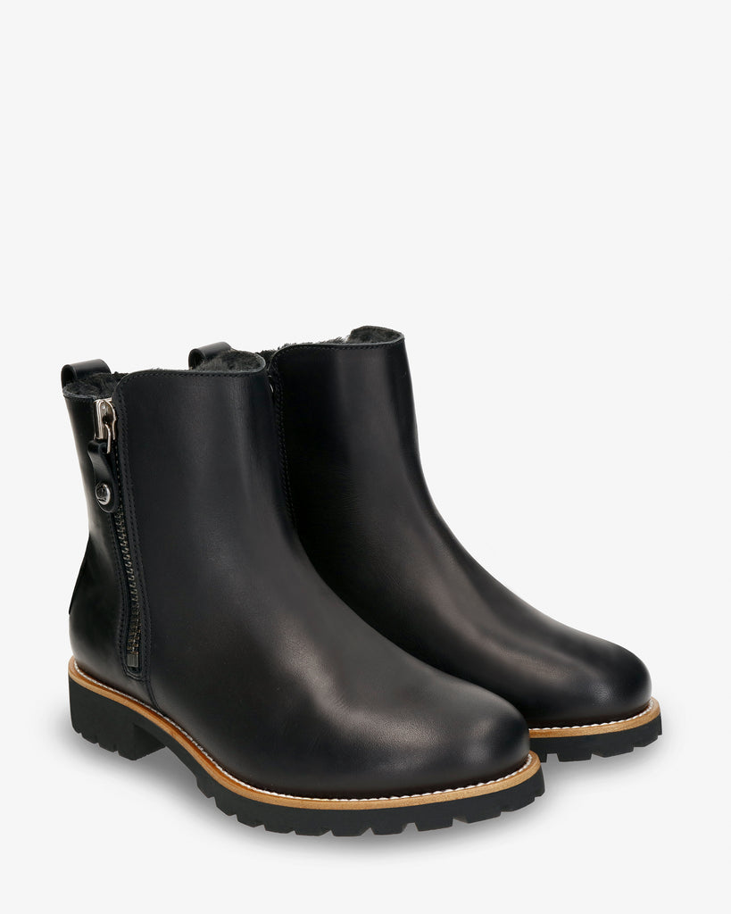 Fiore Trav botas de piel con forro interior de pelo. negro