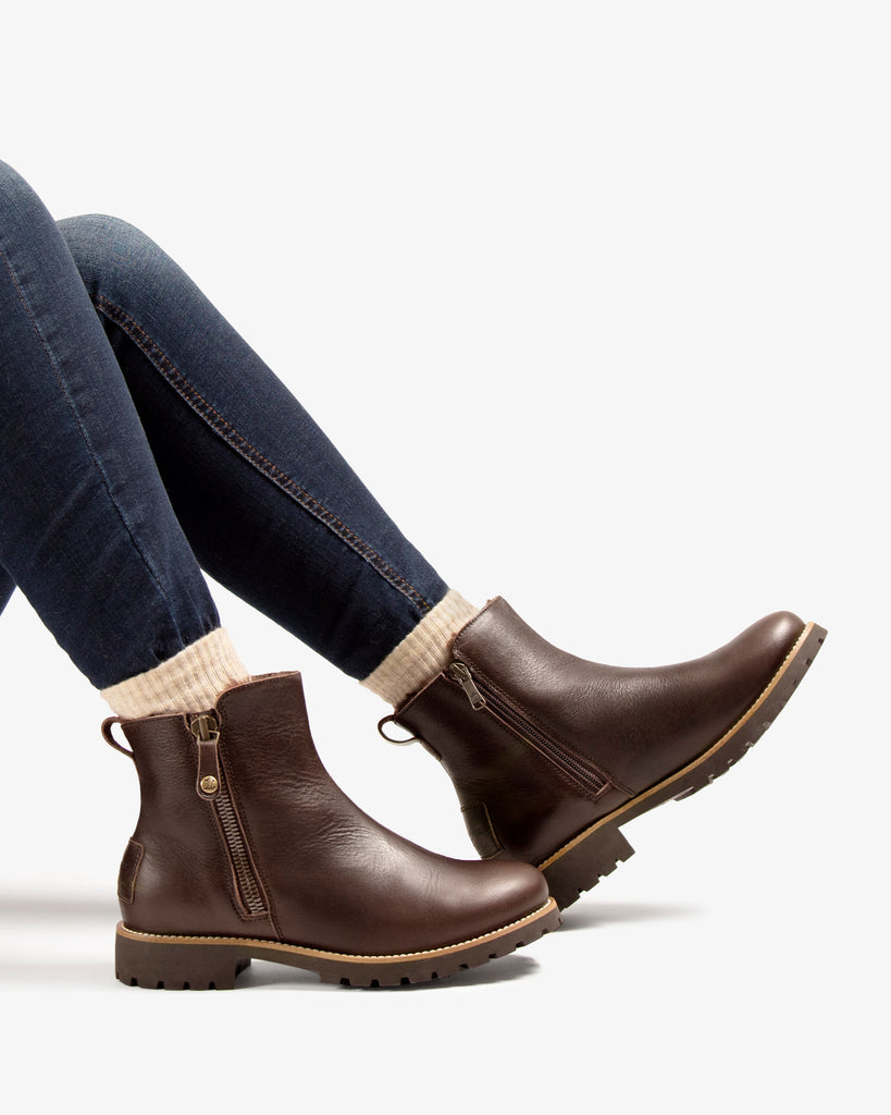 Fiore Trav botas de piel con forro interior de pelo. marron