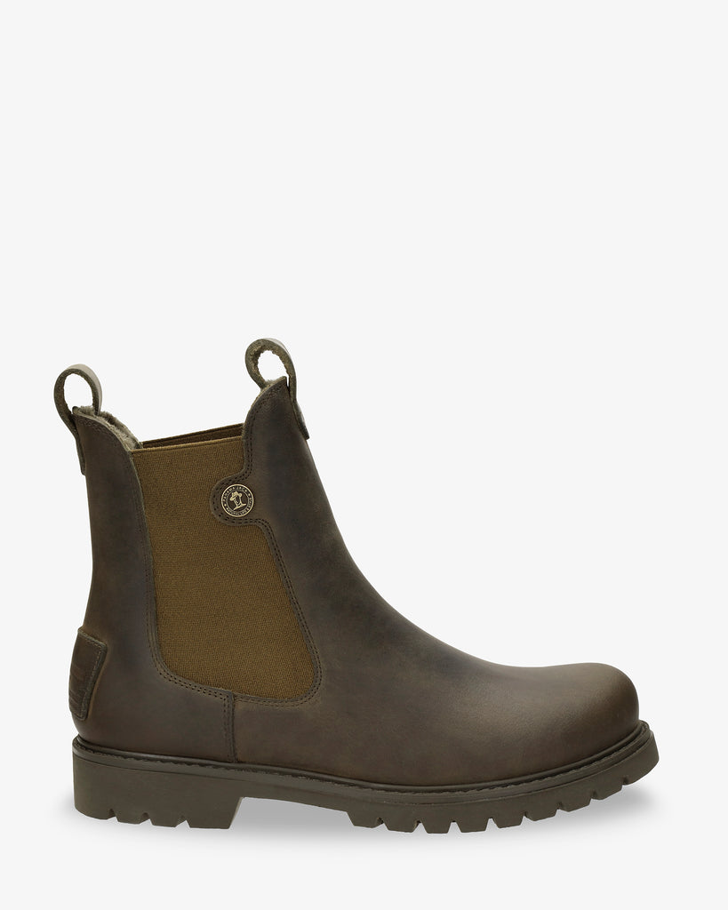 Francesca Igloo botas de piel con forro interior de pelo natural. kaki