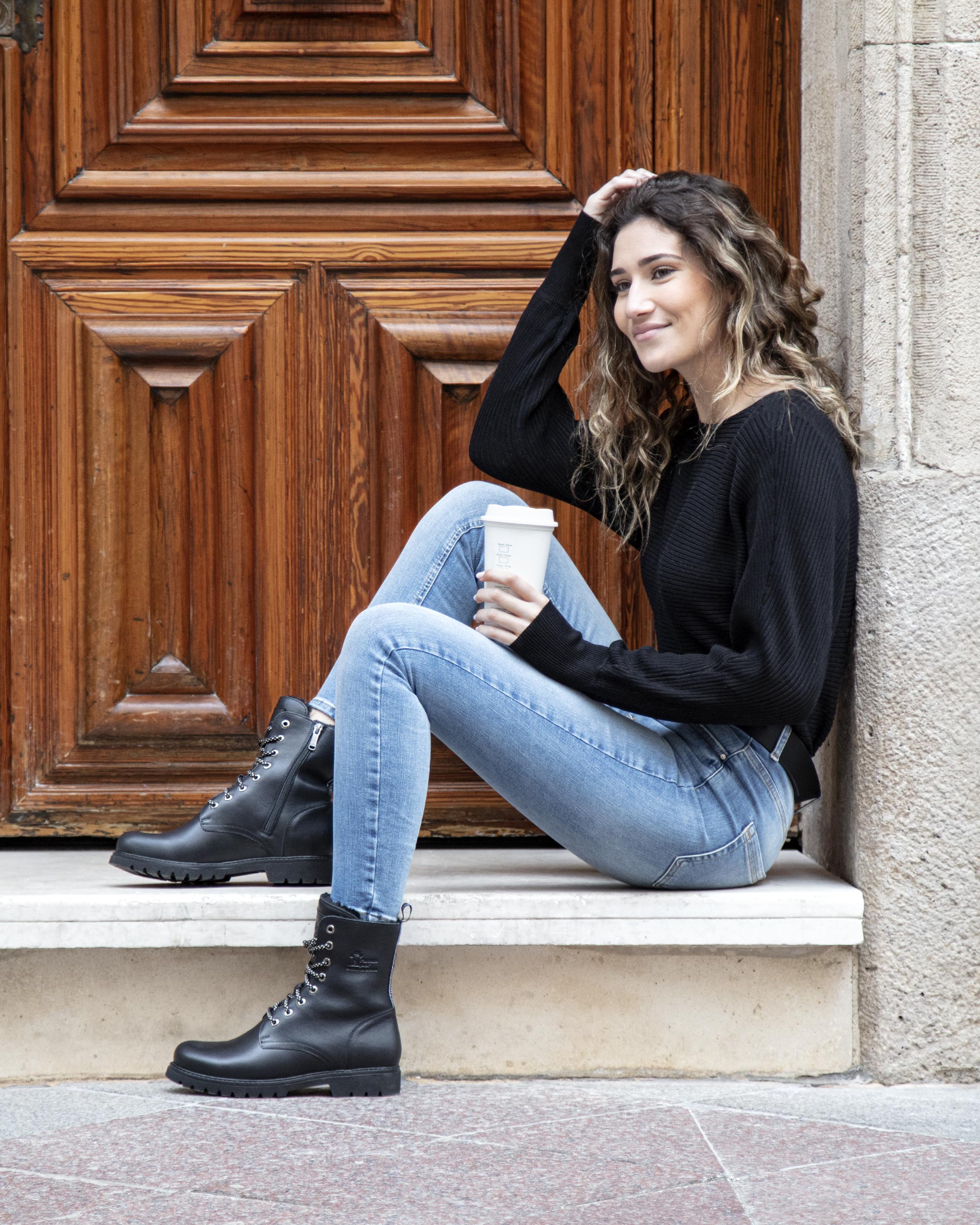 Outfit Botas Panama Jack Negras Mujer Bota Frisia B1 Para Mujer