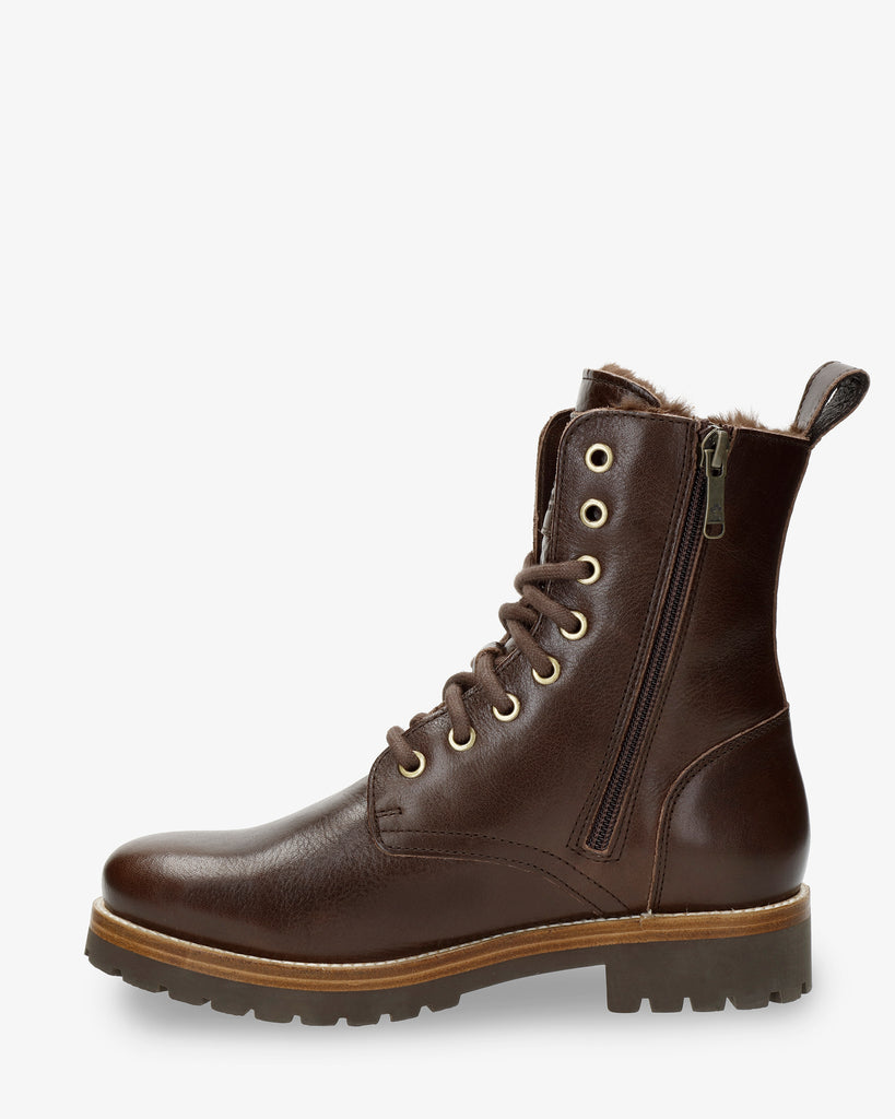 Frisia botas de piel con forro interior de pelo. marron