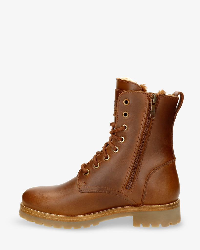 Frisia botas de piel con forro interior de pelo. camel