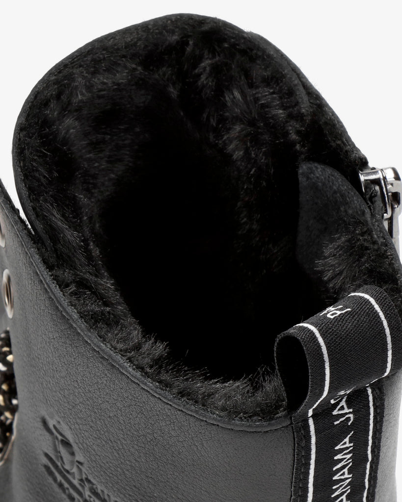 Frisia Igloo botas de piel con forro interior de pelo natural. negro