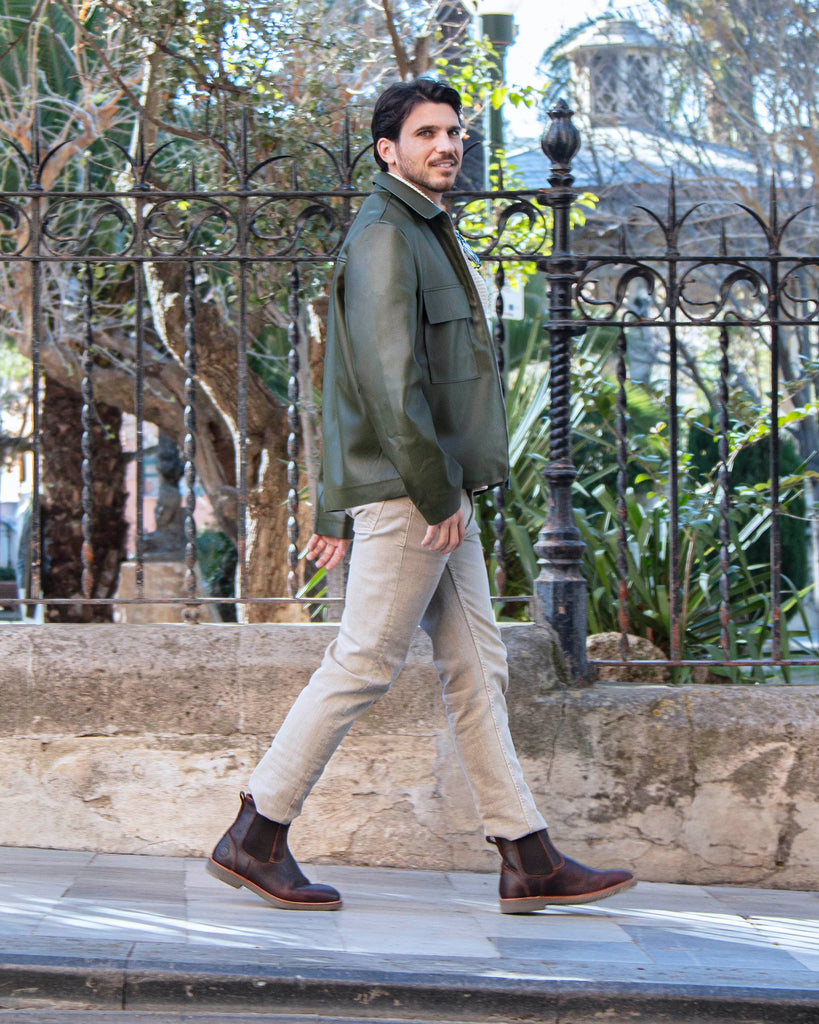 Garnock Igloo botines de piel con forro interior de pelo natural. castaño