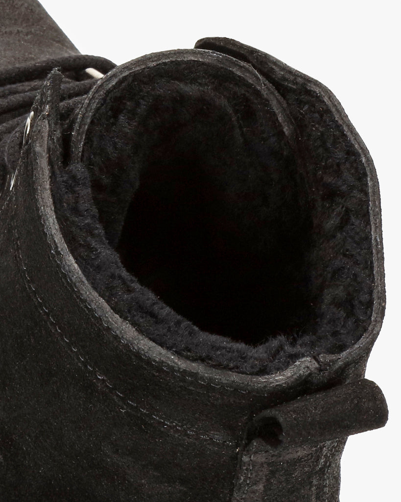 Glasgow Igloo botín de piel con forro interior de pelo natural. negro