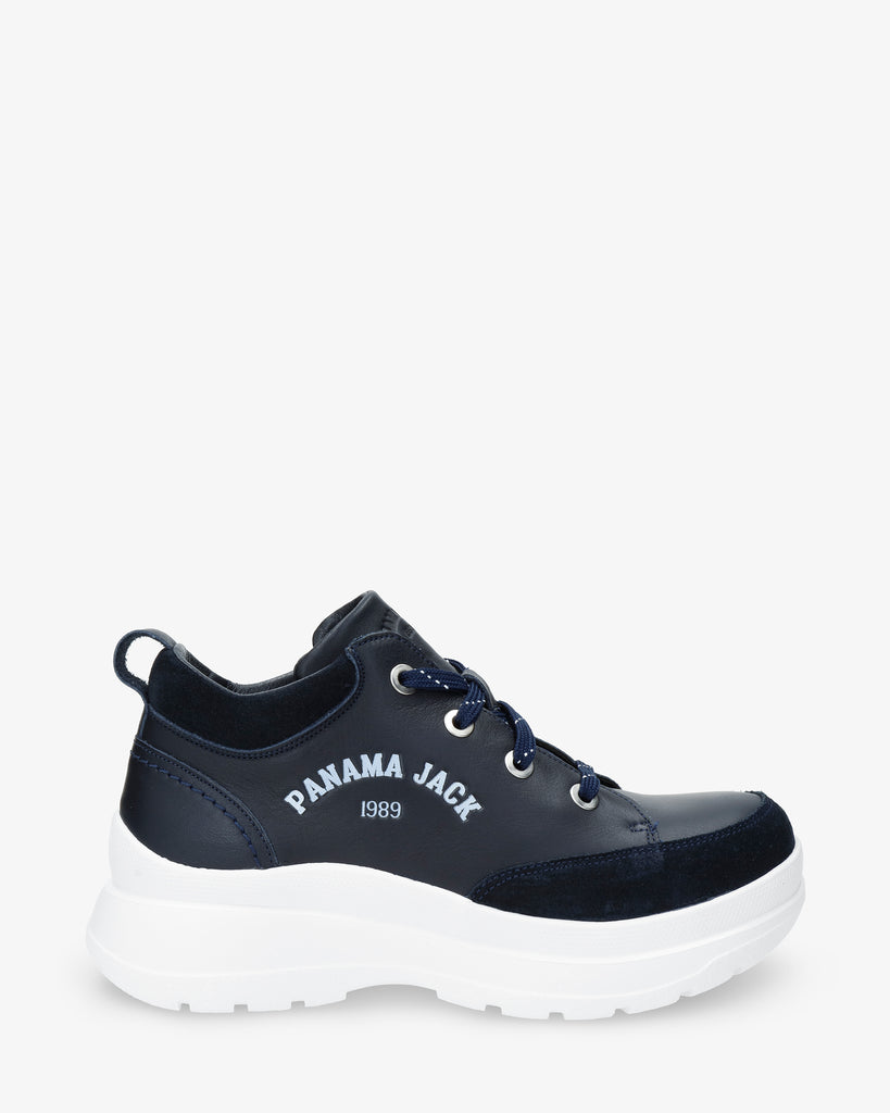 Hilda sneakers de piel con forro interior de piel. marino