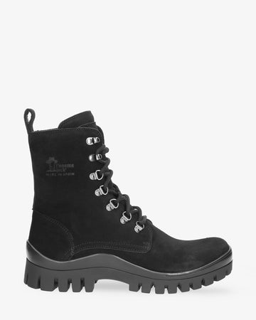 Hongkong botas de piel con forro interior de piel. negro