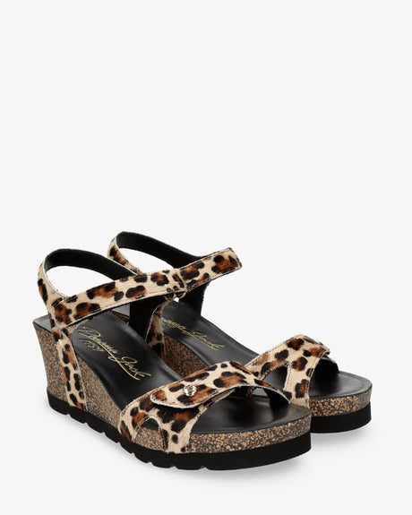Julia Leopard sandalias de piel con forro interior de piel. natural