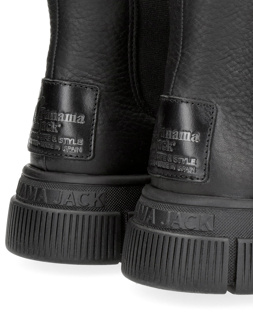 Nery Igloo botines de piel con forro interior de pelo natural. negro