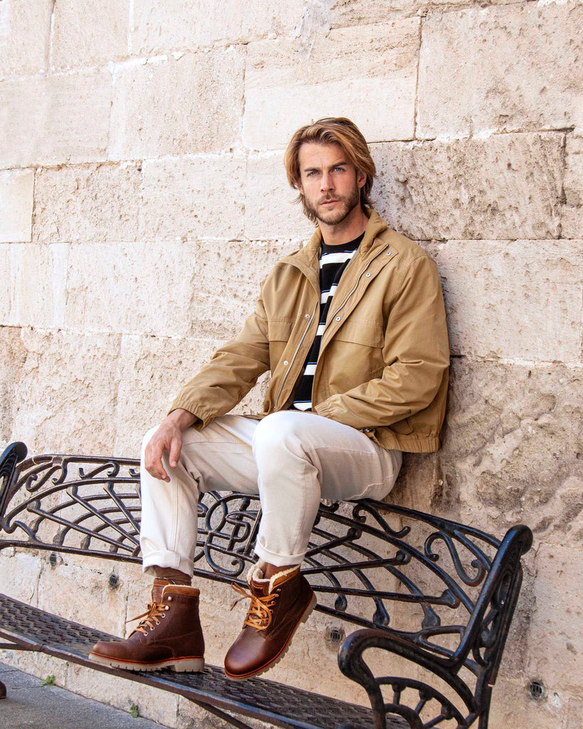 P03 Aviator botas de piel con forro interior de algodón. cuero