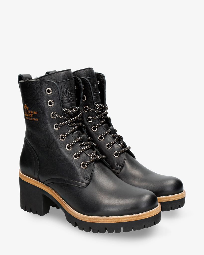 Padma botas de piel con forro interior de pelo. negro