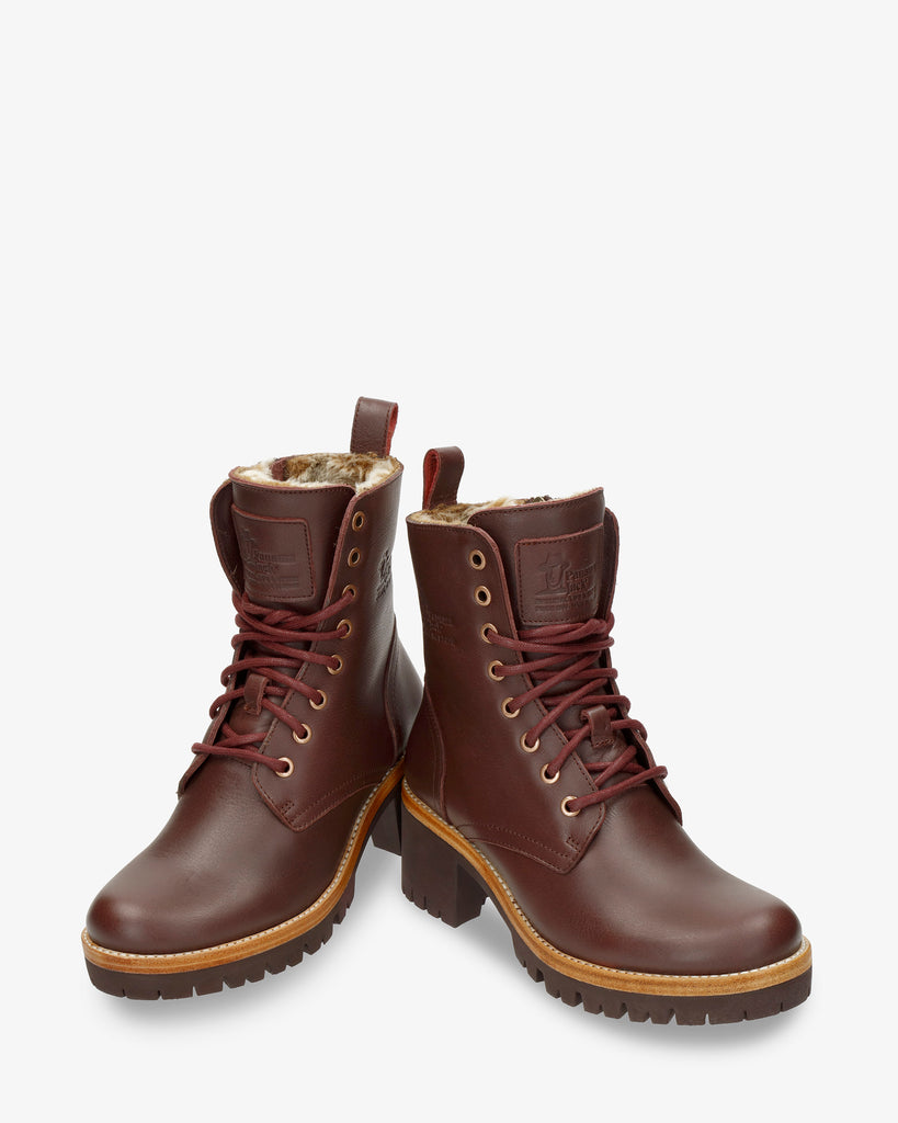 Padma botas de piel con forro interior de pelo. burdeos