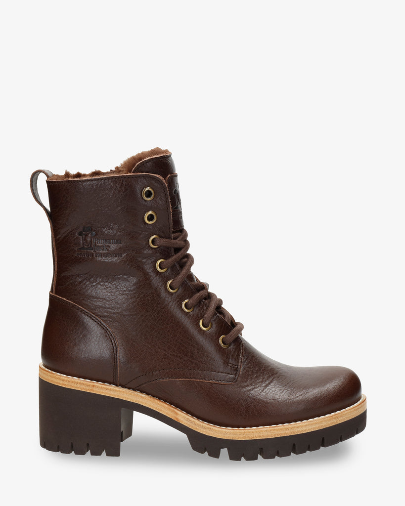 Padma botas de piel con forro interior de pelo. marron