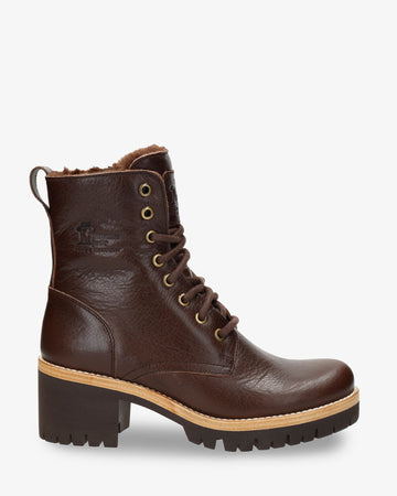 Padma botas de piel con forro interior de pelo. marron