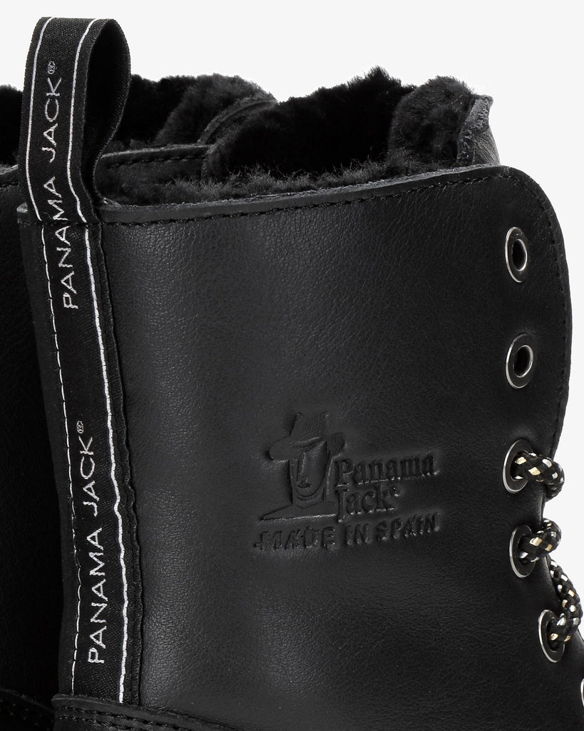 Padma Igloo botas de piel con forro interior de pelo natural. negro