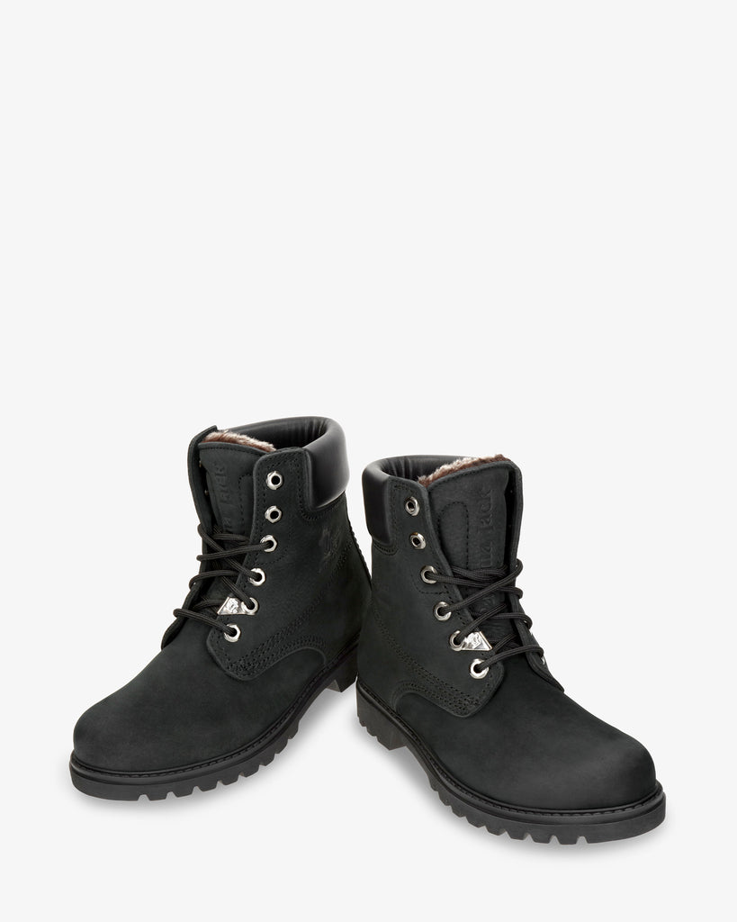 Panama 03 botas de piel con forro interior de pelo. negro