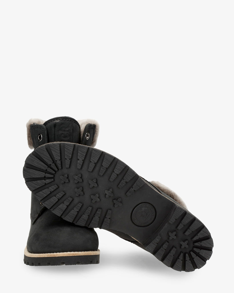 Panama 03 Igloo botas de piel con forro interior de pelo natural. negro