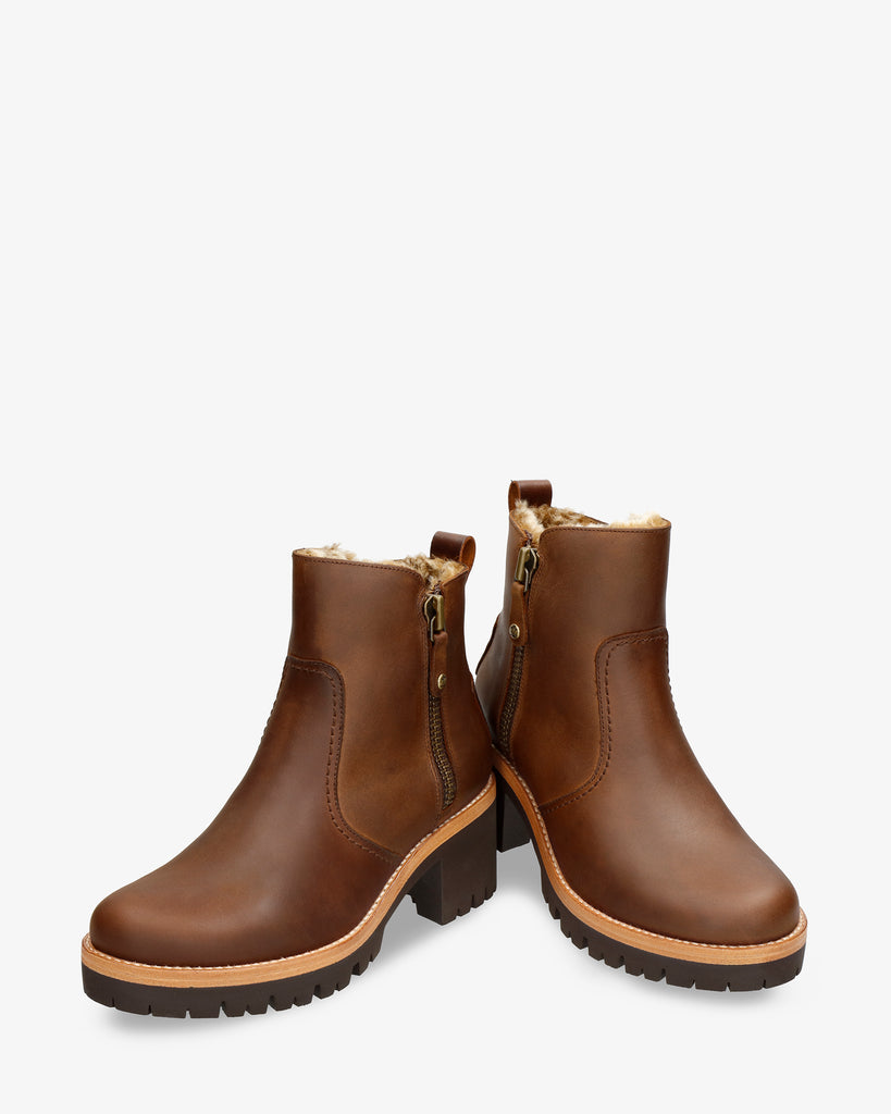Pauline botines de piel con forro interior de pelo. cuero