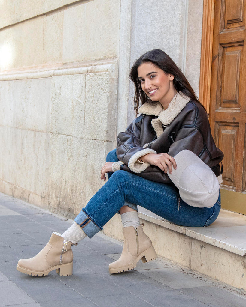 Pauline Gtx botín de piel con forro interior de gore-tex®. crudo