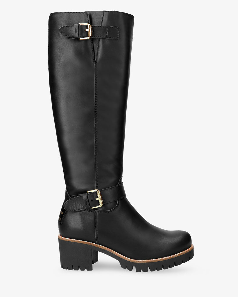 Phaedra Igloo Trav botas de piel con forro interior de pelo natural. negro
