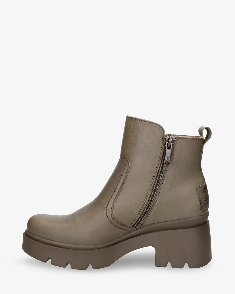 Phuket botín de piel con forro interior de piel. taupe