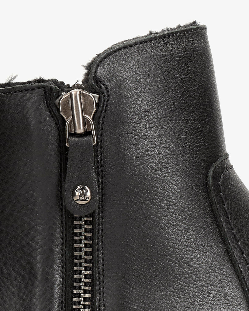 Phuket botas de piel con forro interior de pelo. negro