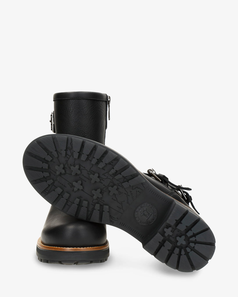 Raily Igloo botas de piel con forro interior de pelo natural. negro