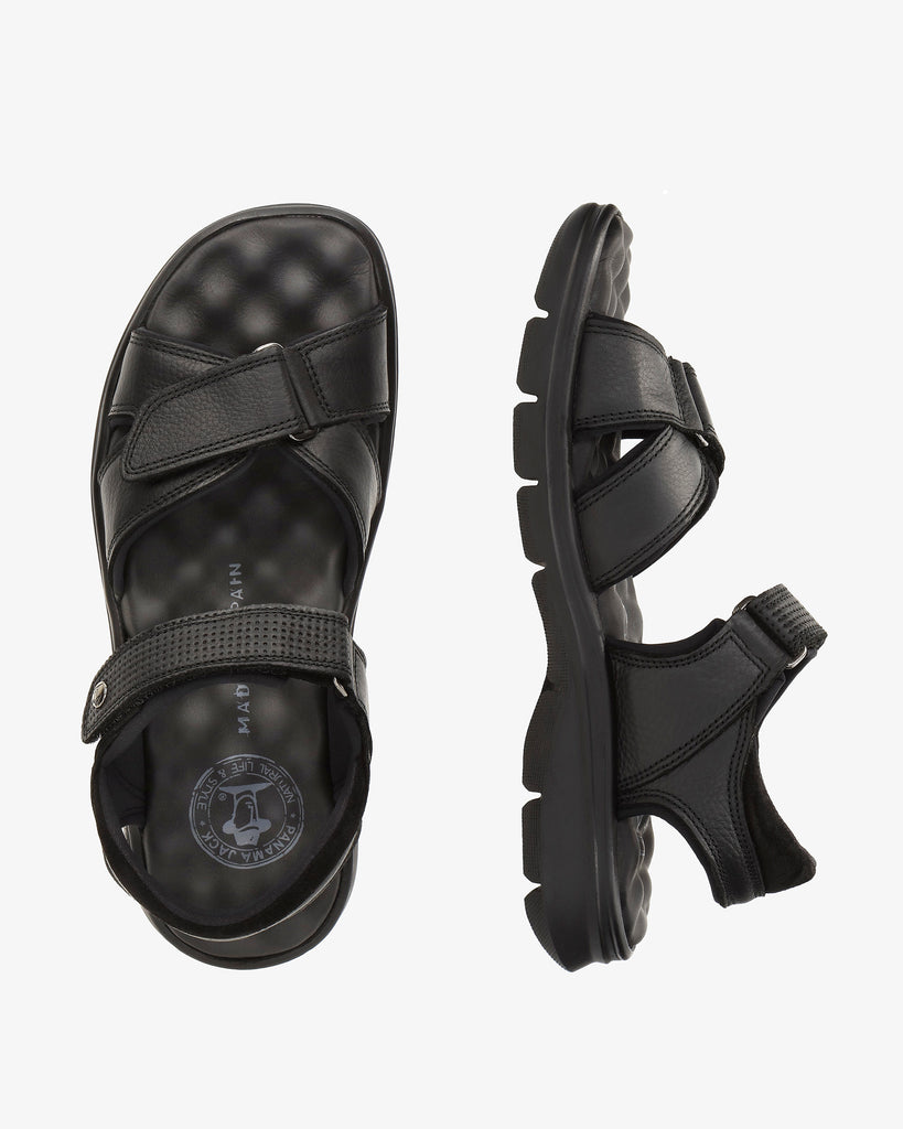 Sanders sandalias de piel con forro interior de lycra. negro