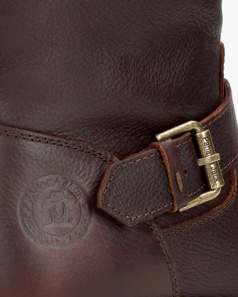 Singapur botas de piel con forro interior de pelo. castaño