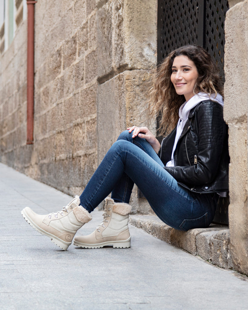 Tuscani botas de piel con forro interior de pelo. crudo