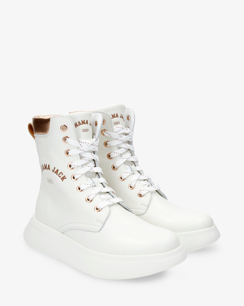 Yuca botas de piel con forro interior de piel. blanco