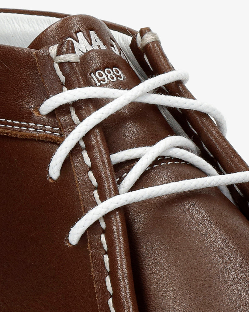 Yulen botines de piel con forro interior de piel. castaño